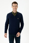 Men's Navy Blue V-Neck Sweater 50269006-Vr033 - 3