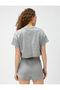 Modal Short Sleeve Pajama Top Crew Neck Label Detailed - 4