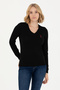 Women's Black Basic V-Neck Sweater 50269014-Vr046 - 3