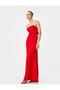 Long Strapless-Neckline Sleeveless Evening Dress with Bow Detail - 3