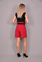 Belted High Waist Shorts-Red - 5027100 - 2