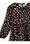 Dress Floral Long Sleeve Round Neck with Elastic Cuffs - 3