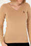 Women's Sand Melange V-Neck Basic Sweater 50269018 -Vr123 - 6