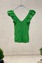 Sleeve Gathered Front Back V Neck Knitwear Undershirt