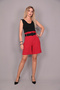 Belted High Waist Shorts-Red - 5027100 - 4