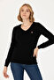 Women's Black V-Neck Basic Sweater 50269018-Vr046