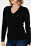 Women's Black Basic V-Neck Sweater 50269014-Vr046 - 6