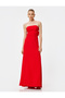Long Strapless-Neckline Sleeveless Evening Dress with Bow Detail - 5