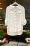 Double Pocket Linen Shirt with Buttoned Collar on the Sides