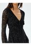 Mini Tulle Jumpsuit with Shorts V-Neck Long Sleeves Corset Detailed Ruched - 5