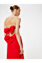Long Strapless-Neckline Sleeveless Evening Dress with Bow Detail - 4