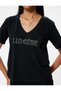 V-Neck T-Shirt Stoned Short Sleeve Cotton - 5