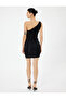 One Shoulder Mini Evening Dress Glittery Sleeveless Draped Slim Fit - 4