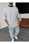 White Text Embroidered Striped T-Shirt Pm-133 - 2