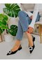 Black Satin (Sasha) Stone Detail Women's Ballerinas - 4