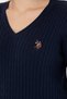 Women's Navy Blue V-Neck Basic Sweater 50269019-Vr033 - 7