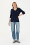 Women's Navy Blue V-Neck Basic Sweater 50269019-Vr033 - 4