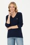 Women's Navy Blue V-Neck Basic Sweater 50269019-Vr033 - 3