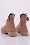 K9035 Women's Crystal Stone Brooch Boots Nude Crinkled Patent Leather - 3