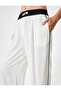 Linen Blended Trousers Oversize Wide Leg Elastic Waist Pocket Ribbed - 5