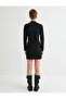Long Sleeve Zippered Mini Dress - Stand Collar and Pocket Detail - 4