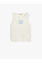 Cotton Sleeveless Tank Top - Butterfly Printed and Ribbed