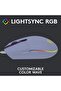 ماوس الألعاب السلكي Logitech G203 LIGHTSYNC - دقة 8000 نقطة في البوصة، أزرار قابلة للتخصيص، موجات ألوان RGB - فاتح - 3