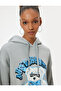 Oversize Hooded Sweatshirt Teddy Bear Themed Printed - 2