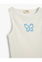 Cotton Sleeveless Tank Top - Butterfly Printed and Ribbed - 3