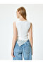 Sleeveless Blouse Wrap Asymmetrical Cut Crew Neck Slim Fit - 4