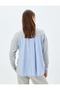 Oversize Sweatshirt Two Different Fabric Usage Crew Neck Long Sleeve - 4