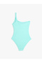 One Shoulder Swimsuit Textured