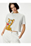 Crop Tom and Jerry T-Shirt Licensed Short Sleeve Crew Neck Cotton - 2