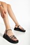 24422-1221 Black Wedge Heel Women's Sandals - 2