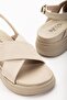 24422-1164 Beige Wedge Heel Women's Sandals - 3