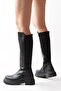 812-305 Black Women's Casual Boots with Back Stretch Zipper