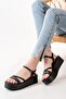 861-1016 Black Wedge Women's Sandals - 3