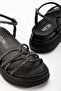 24422-1221 Black Wedge Heel Women's Sandals - 5