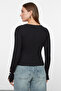 Black Bow and Cut Out Detail Crew Neck Slim/Body-Fitting Knitted Blouse Twoaw25Bz00177 - 6