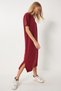 Women's Burgundy Loose Long Casual Knitted Dress Dz00076 - 2