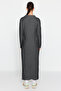 Anthracite Polo Neck Buttoned Comfortable Fit Rib Knitwear Dress Tctaw24Eb00025 - 6