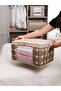4 Pieces Small Size Beige Square Plaid Storage Organizer with Window under Bed Cabinet and Suitcase Organizer 40X30X20 cm - 2