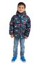 Boys' Fleece-Lined Hooded Car Star Moon Patterned Winter Inflatable Coat & Jacket & Parka