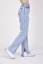 Blue Slit High-Waisted Slim Flared Relaxed Jeans - 3