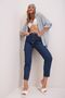 Qiyana Dark Blue High Waist Lycra Mom Jeans Denim Jeans - 2
