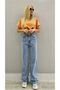 Women's Lycra Women's Dark Blue Super High Waist Loose Leg Denim Jeans Palazzo Pants - 2