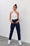 Women's Dark Blue Mom Jeans - 3