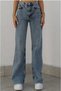 Loa Lycra Loose Women's Blue Snow Wash Super High Waist Loose Leg Denim Jeans - 3