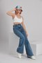 Charlisthon Lycra Women's Blue Medium Snow Super High Waist Loose Leg Denim Jeans Casual Trousers - 2