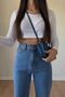 A.C.A.I.P Medium Blue Lycra Super High Waist Wide Leg Denim Palazzo Pants - 4